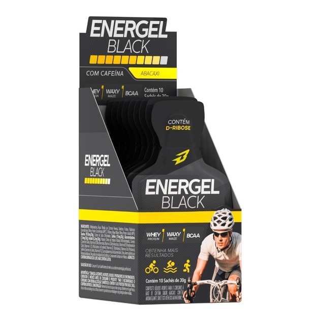 Gel de Carboidrato Carbo Gel Energel Black Com Cafeína Cx 10 Sachês Bodyaction em Oferta na Shopee