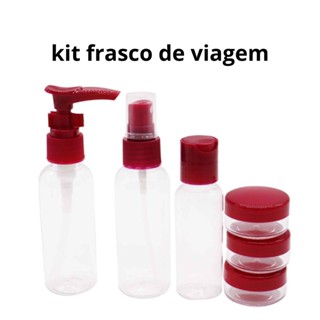 Kit Frascos para Viagem 7 Pçs Spray Perfume Pote de Creme Porta Shampoo Condicionador