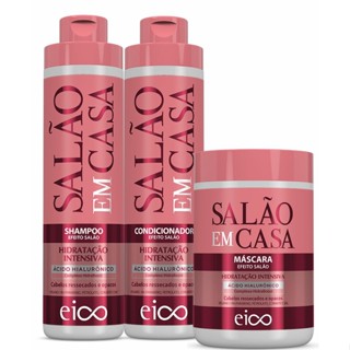 Eico Salão Em Casa Hidratação Intensiva Shampoo 800ml e Condicionador 750ml + Máscara Cabelos Ressecados e Opacos 1Kg