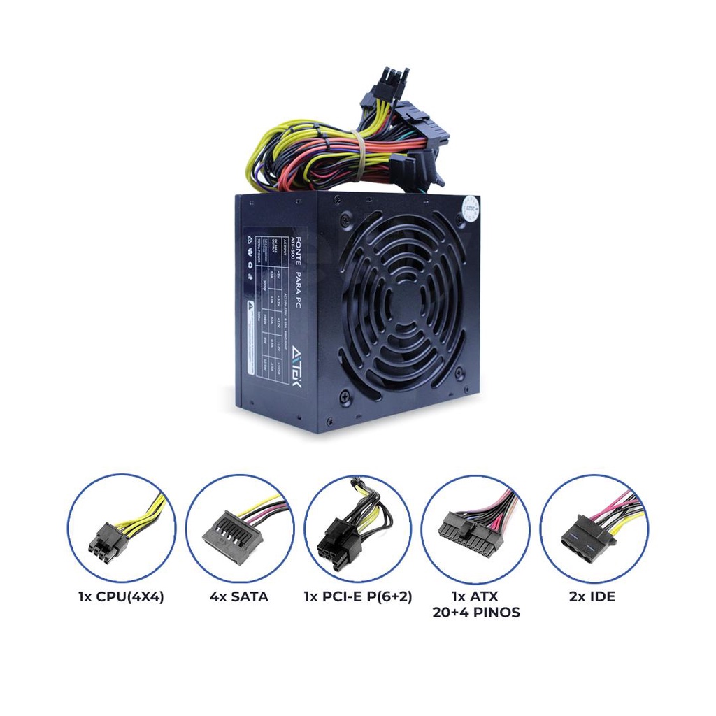 Fonte de Alimentação Computador PC AMD Intel ATX 500W Bivolt