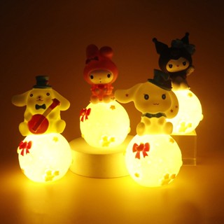 Sanrio Luz Nocturna Kuromi Canela Melodia Lâmpada De Sono Aniversário Boneca De Bolo Ornamentos