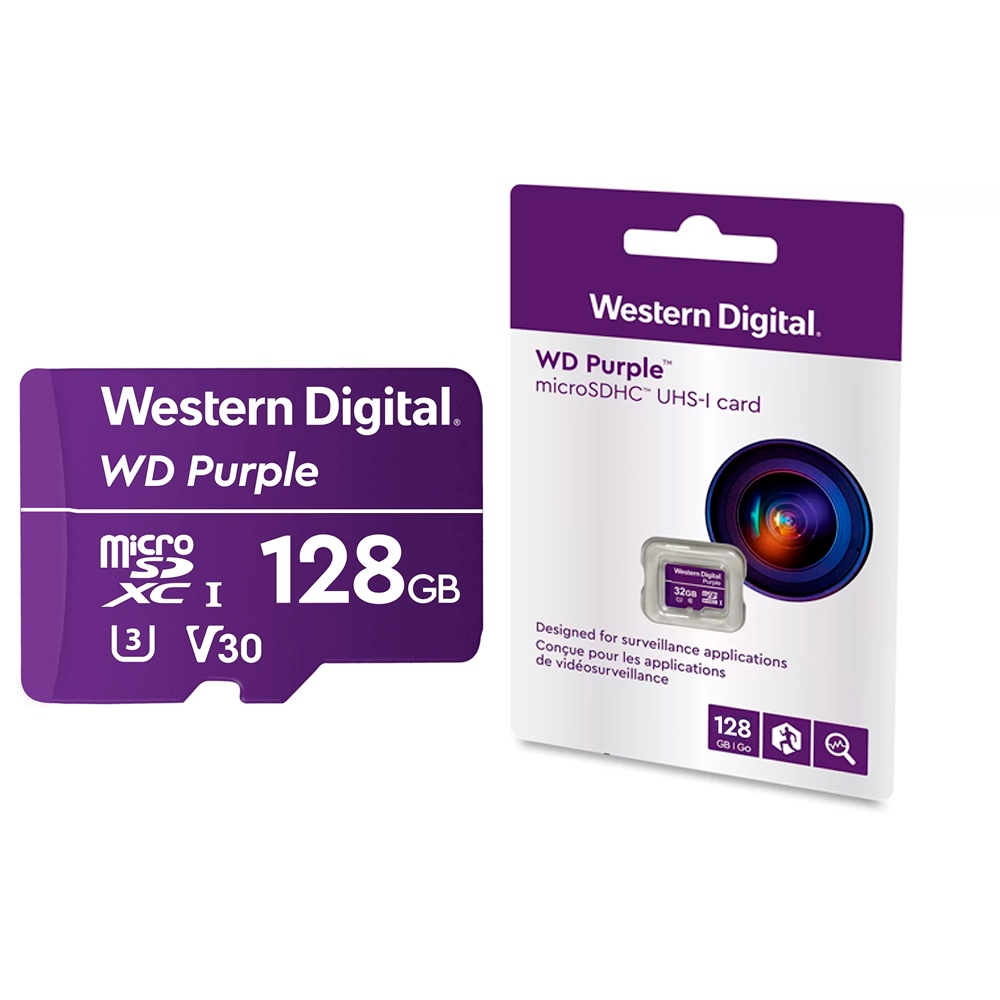 Cartão de Memória Intelbras Micro SD 128GB 64TBW Western Digital Purple