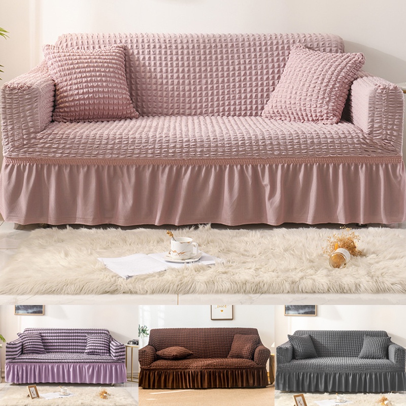 Capa De Sofá De 2/3/4 Lugares Antiderrapante Protetor De Móveis À Prova De Poeira Lavável Almofada Renda Elástica