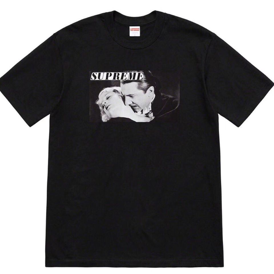 Supreme 19ss Bela Verão Limite Vampiro Filme de manga curta Camiseta para homens e mulheres