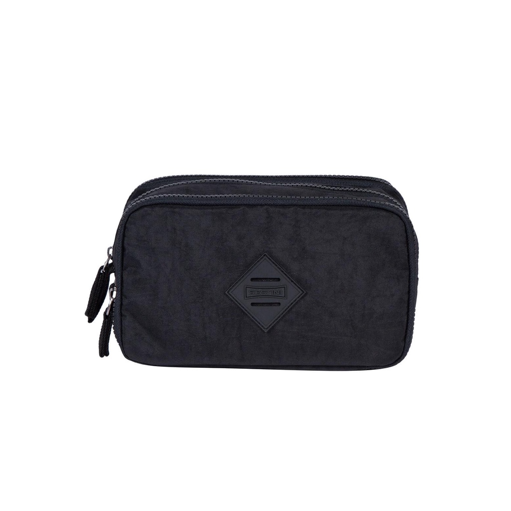 Estojo Especial 3 Compartimentos Crinkle Preto - Stationery