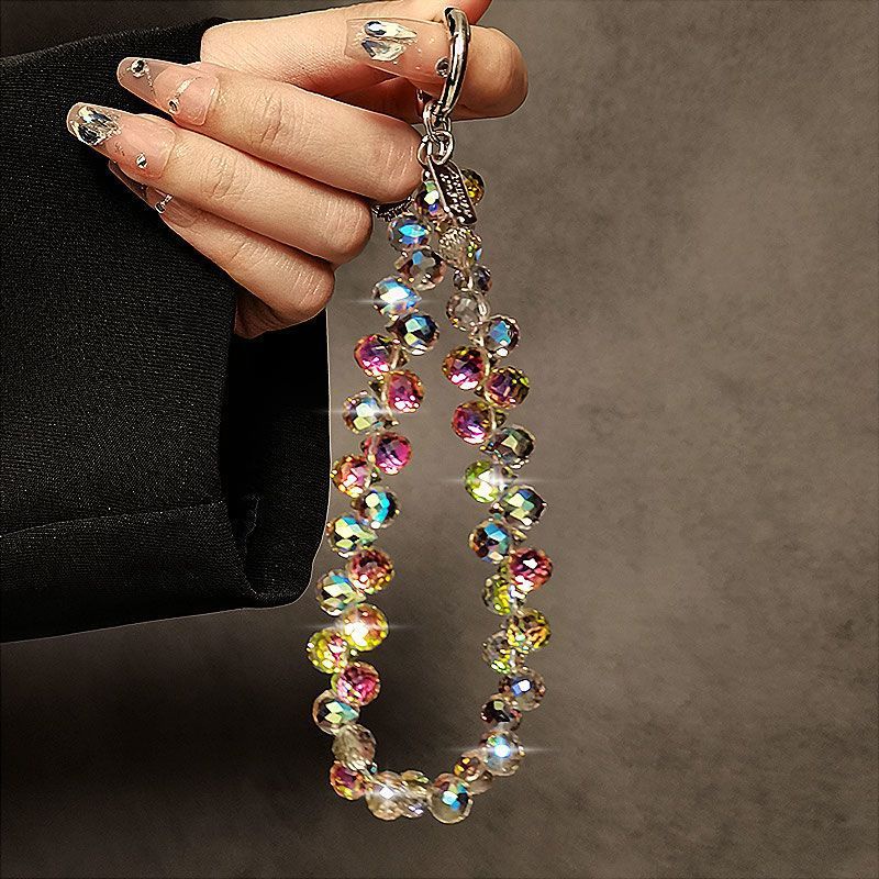 [PYDM] Corrente de Luxo para Telefone Celular de Alta Qualidade Corrente de Cristal de Cristal de Pulso de Corrente Portátil Cordão Curto com Porta-Chaves de Porta-Chaves com Clip Phone Case Pendant Trendy