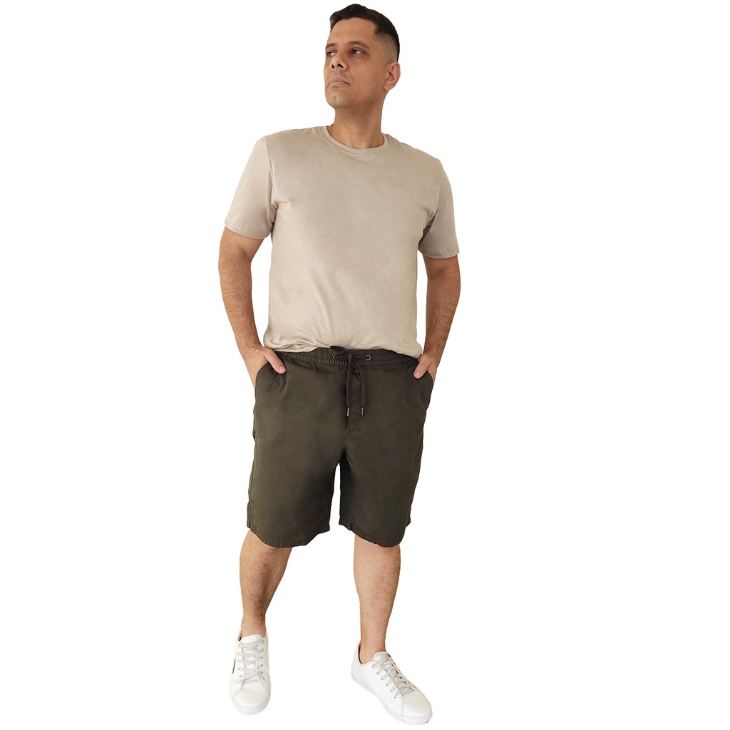 Bermuda Hering Masculina Sarja Verde Escuro Elástico H4FANATSI Original