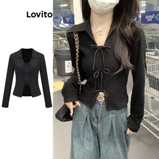 Lovito Fofo Camiseta Feminina Lisa com Laço L73AD087