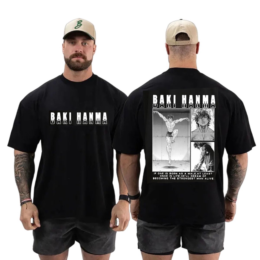 Camiseta Oversized Academia Anime Japonês Estampada Yujiro Baki Hanma Maromba Fitness  Algodão Qualidade Neves Outlet