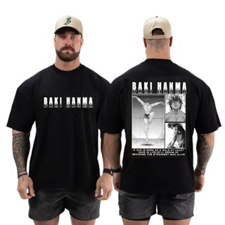 Camiseta Oversized Academia Anime Japonês Estampada Yujiro Baki Hanma Maromba Fitness 100% Algodão Alta Qualidade
