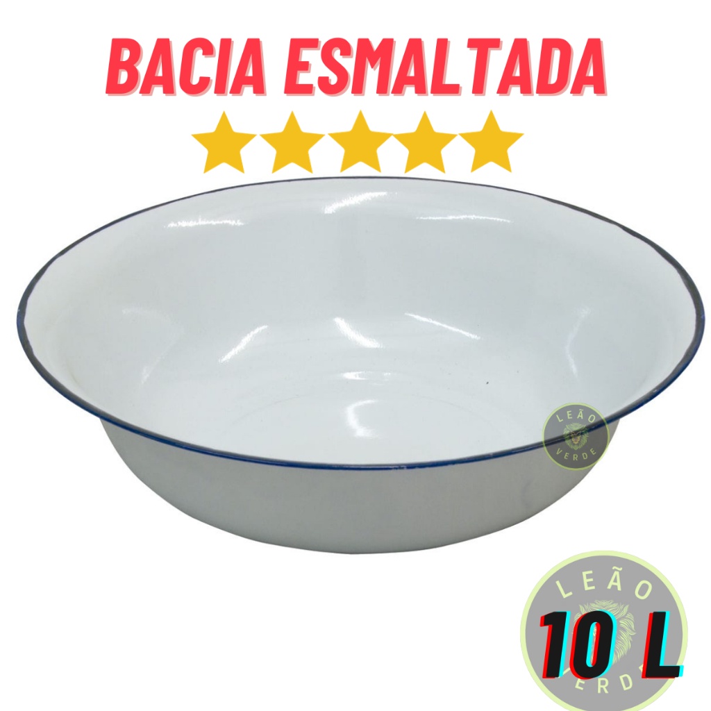 Bacia Esmaltada Branca Tamanho 40 Bacia Esmaltada Retro 10l Vintage Atoxica Escalda Pés prato