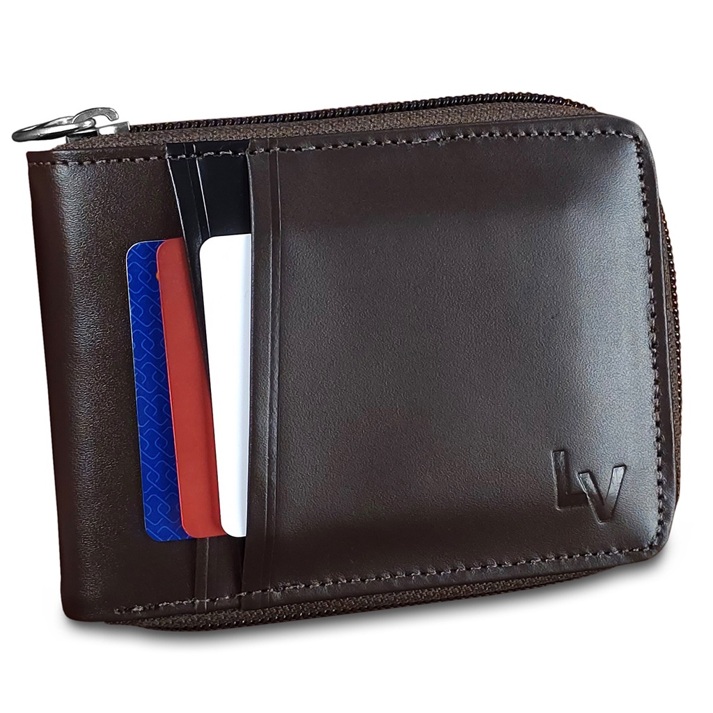 Carteira Com Zíper Masculina Couro Legítimo Antifurto Bloqueio Rfid