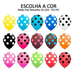 Balão Bexiga Festa Fantasia Poá Bolinhas Tamanho 10 ESCOLHA A COR c/25 - Pic Pic