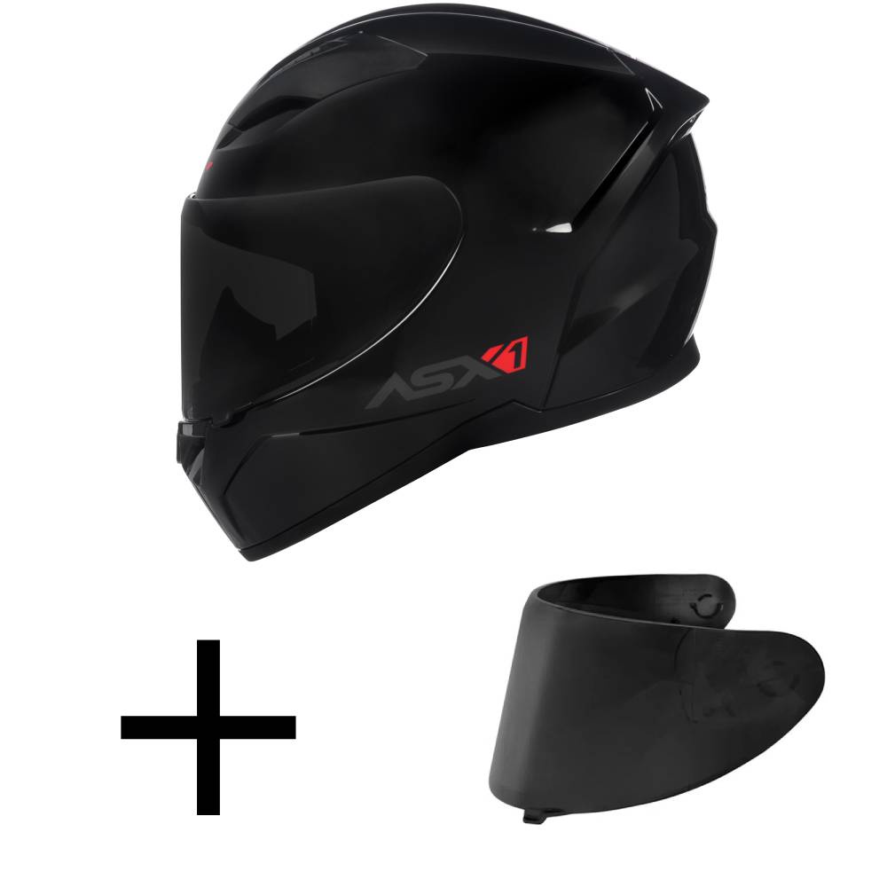 Capacete ASX City Solid Preto Brilhante Mais Viseira Fumê