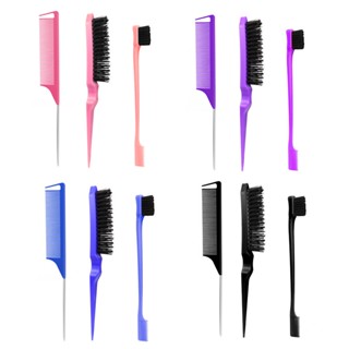 3pcs/lot Dupla Face Controle De Borda Penteado Escova Para Cabeleireiro Acessórios Pente De Ponta De Agulha De Aço Conjunto De Maquiagem