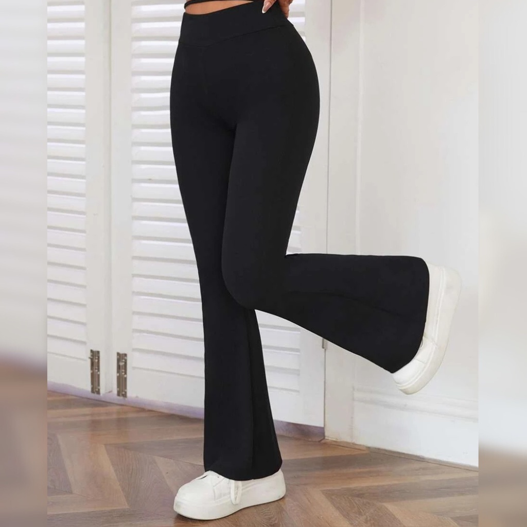 Calça Legging Flare Bailarina Cintura Alta Modela Bumbum Feminina Zero Transparência