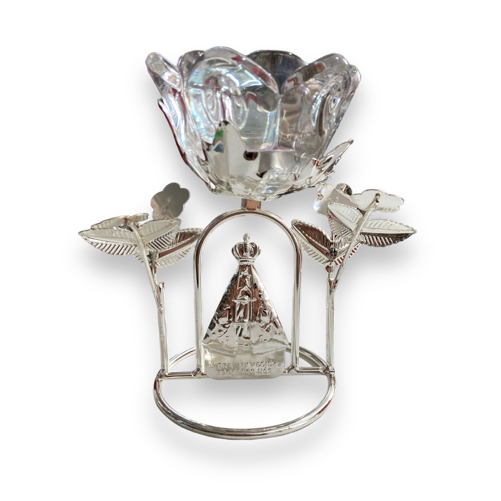 Detalhes do Castical Nossa Senhora Aparecida com Flor 13cm