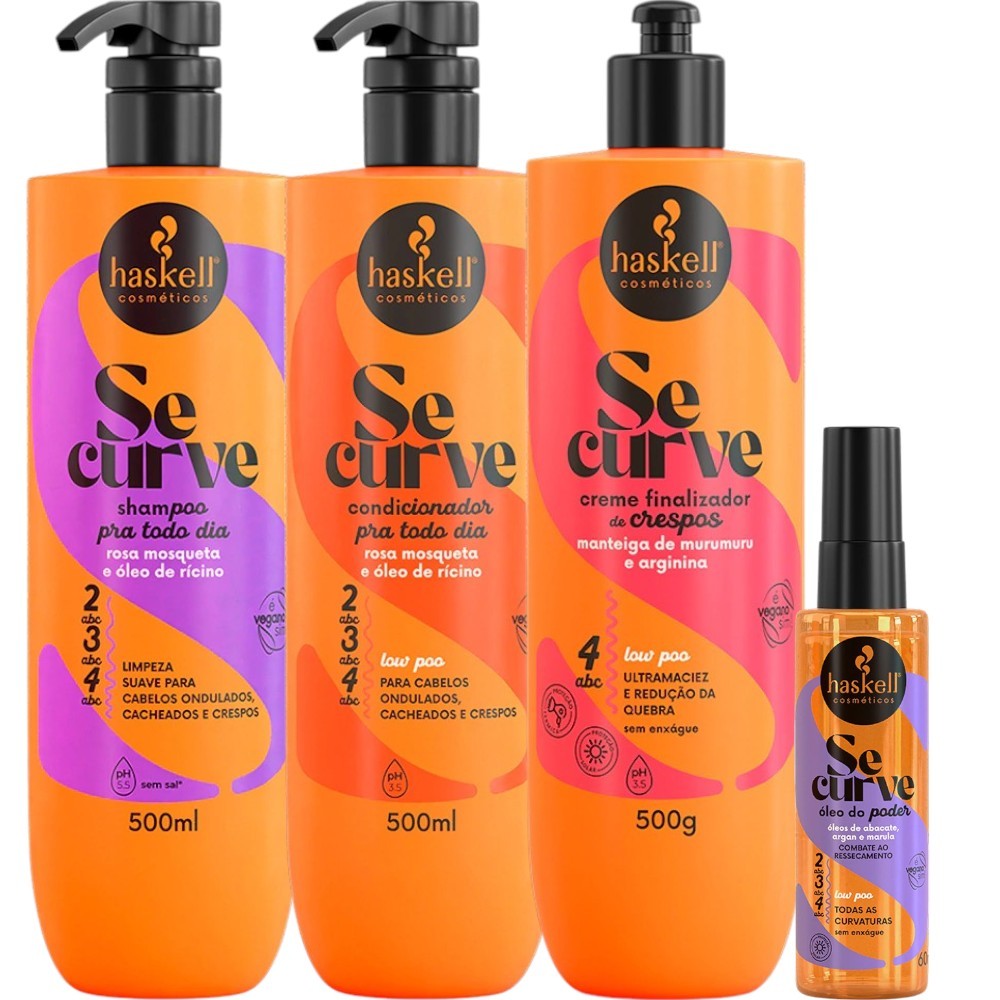 Kit Se Curve Shampoo + Cond + Creme Finalizador + Sérum Óleo Do Poder Haskell