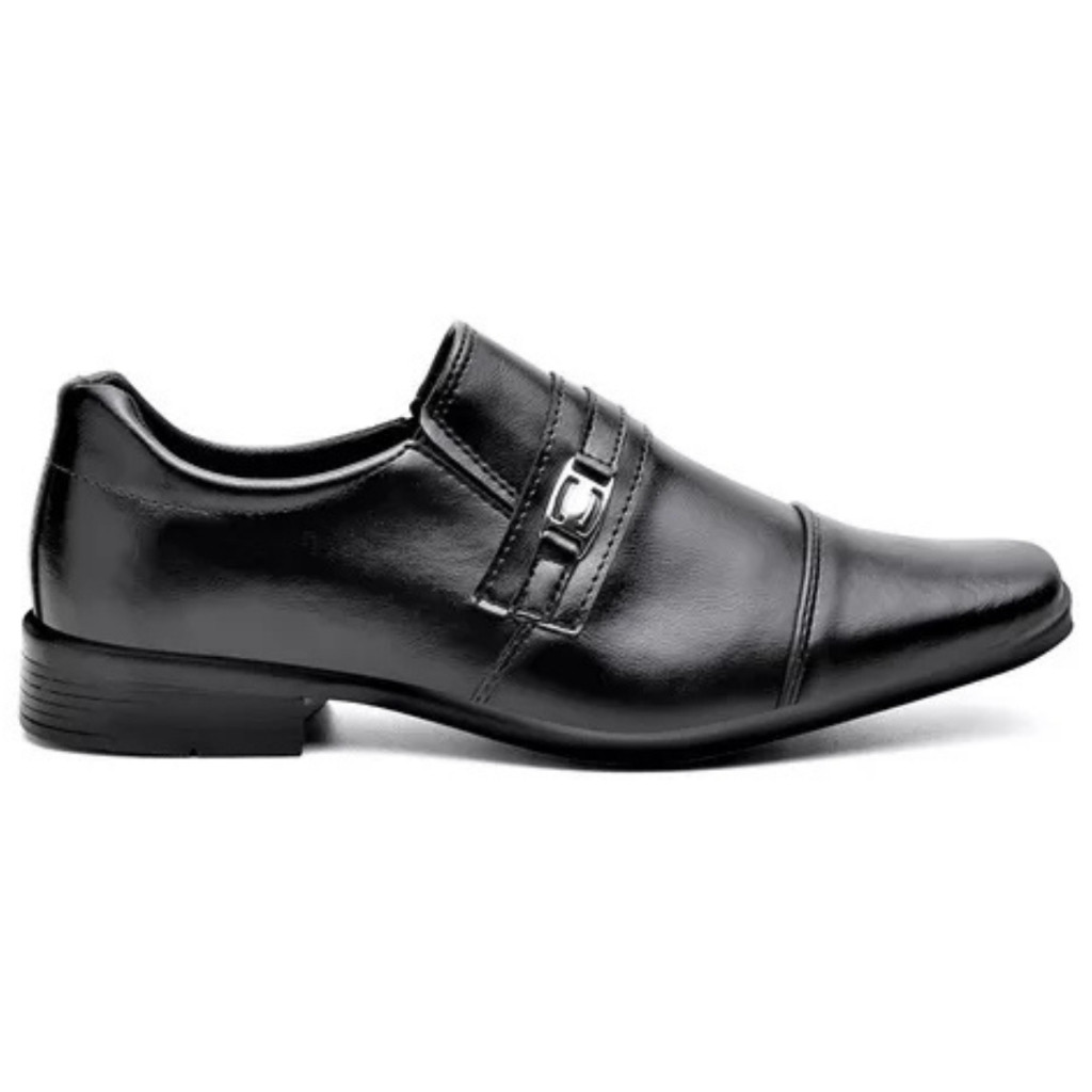 Sapato Social Masculino Detalhe Metal Bico Quadrado Conforto