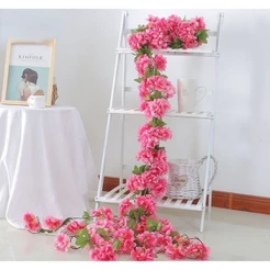 Cordão De Flores Primavera Outono 2m Artificial Plantas Folhagem Rosas Cerejeira Enfeite