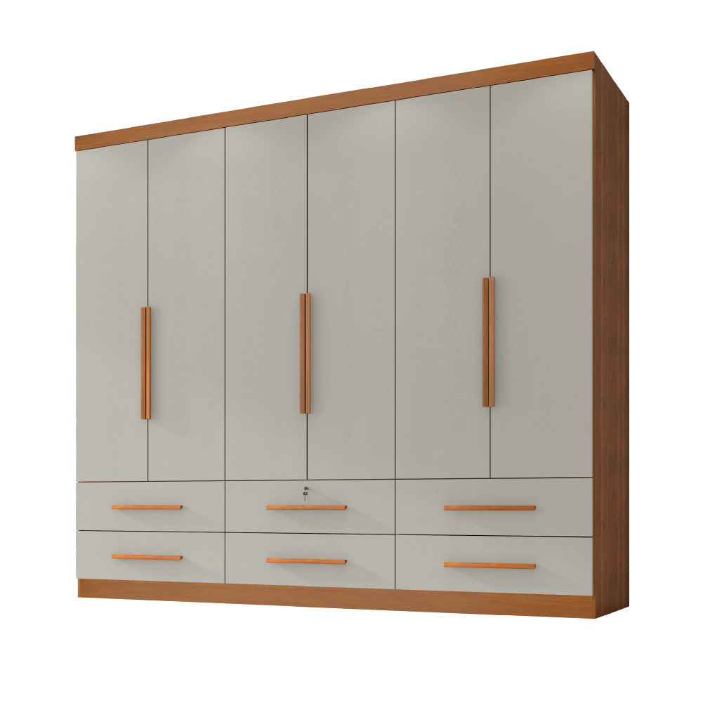 Guarda Roupas Casal 6 Portas 6 Gavetas Maximus Madeirado / Areia Zanzini - Home & Living