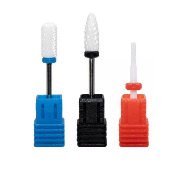 Kit 3 Brocas Cerâmica Profissional Unhas Gel Fibra Acrigel Lavável Esteril Sortidas Manicure Manutenção Acabamento em Oferta na Shopee