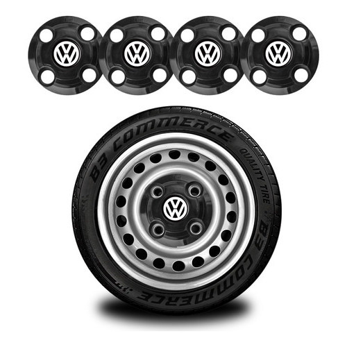 Jogo 4 Calotinha Central Vw Aro 13 14 15 Gol G1 Quadrado