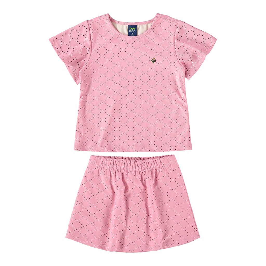 Conjunto Infantil com Bata e Short-Saia para Menina Bee Loop