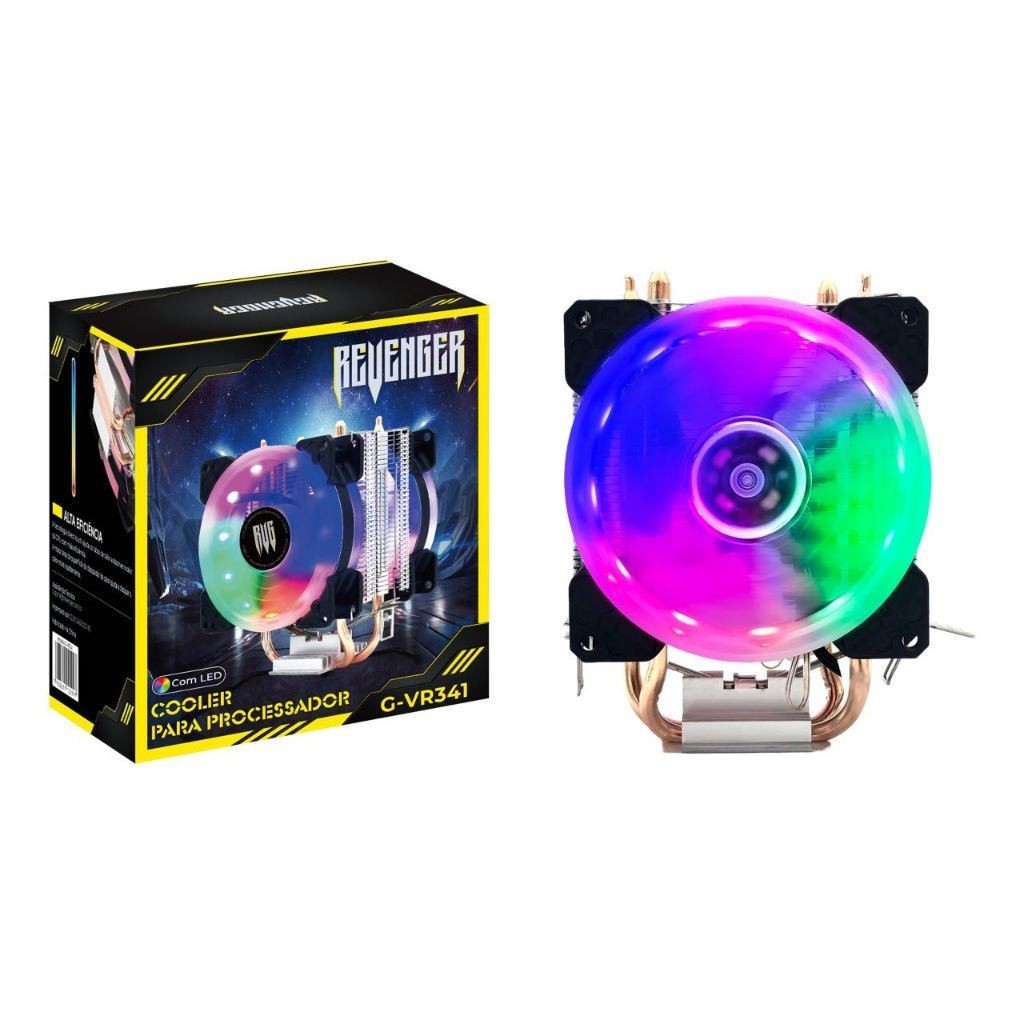 Cooler Fan LED RGB Processador CPU INTEL AMD 2100rpm Knup G-VR341 - detalhe
