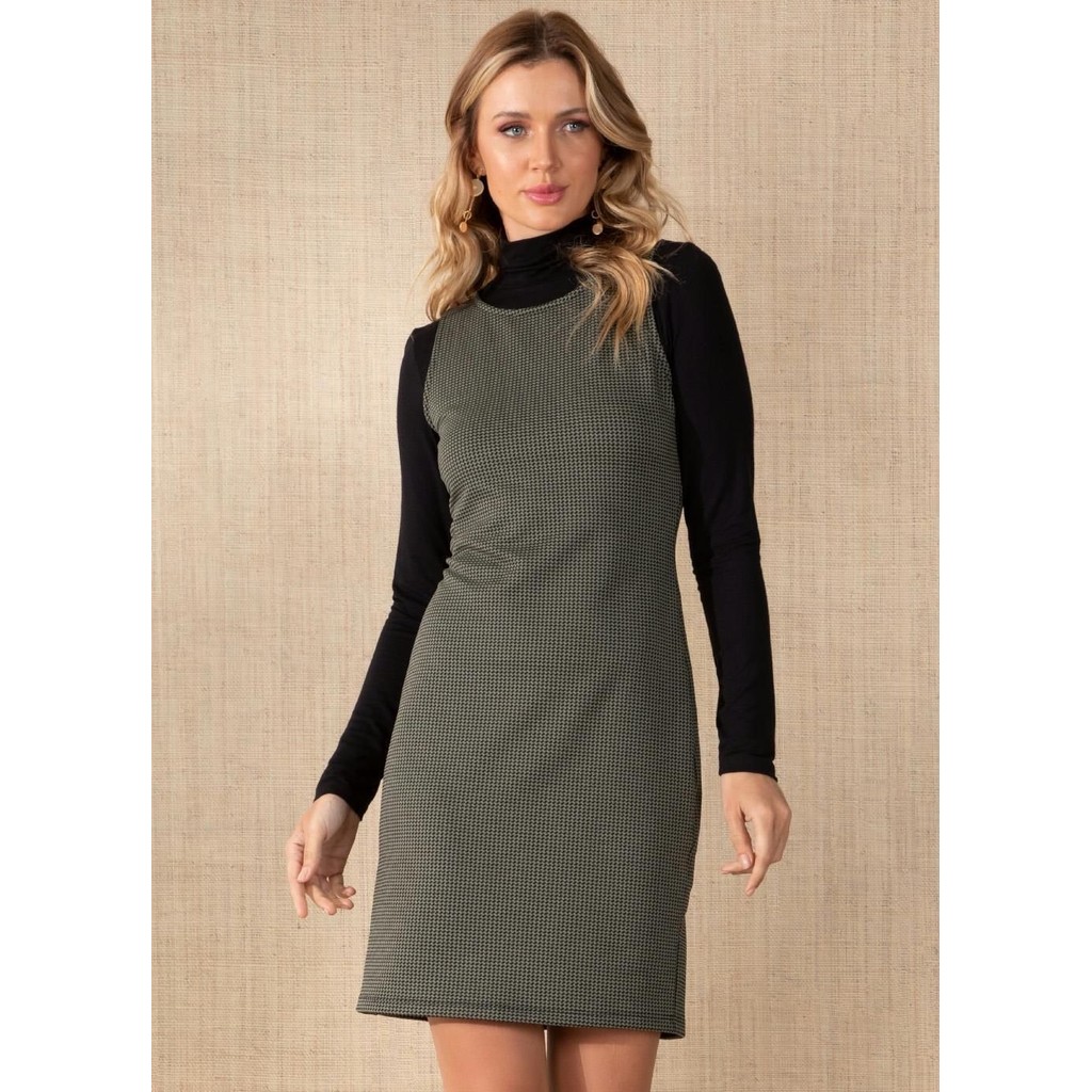 Vestido Tubinho Com Bolsos Verde Quintess em Oferta na Shopee