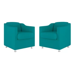 Kit 02 Poltronas Decorativas Clinica Tecido Suede Balaqui