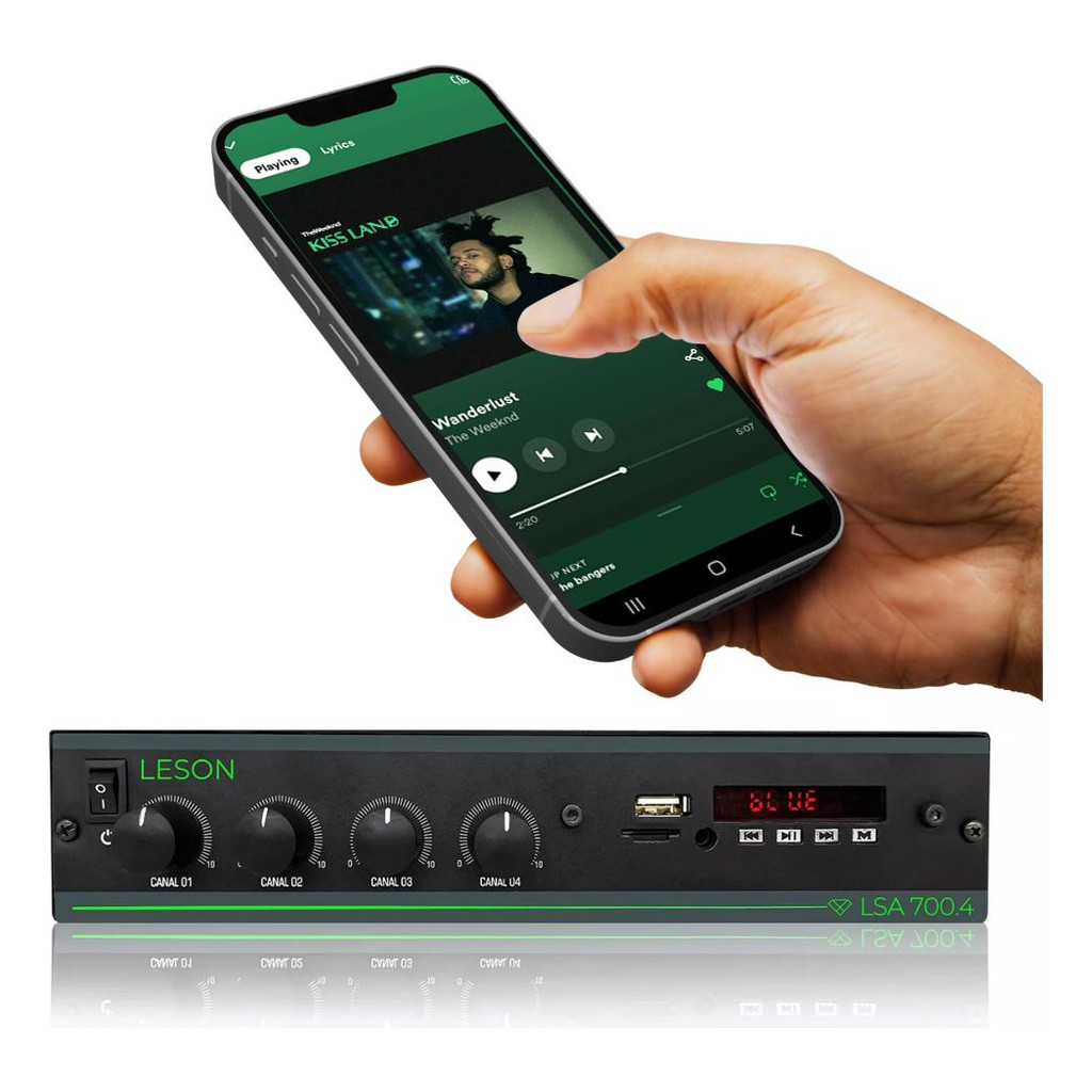 Amplificador Receiver Som Ambiente Leson Bluetooth Usb 4 Canais LSA 700.4 120w Rms