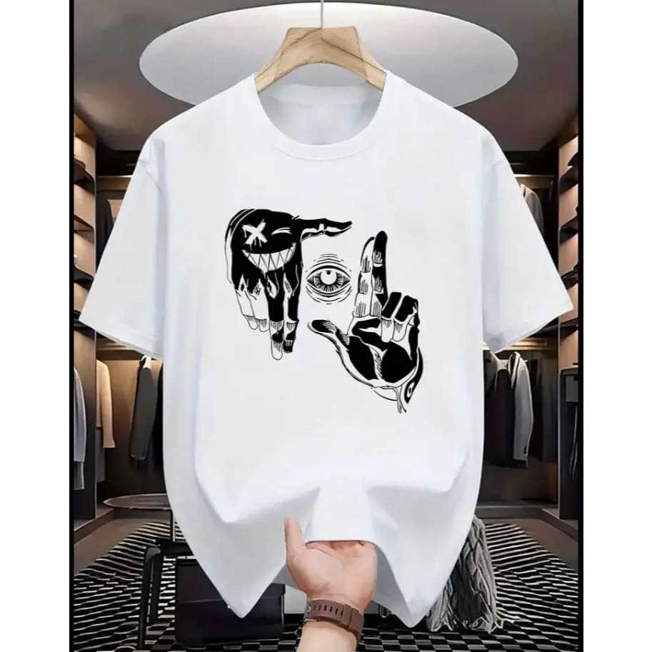 Camiseta Masculina  MAÕS Simples De Manga Curta Gola Redonda Estampada Lançamento