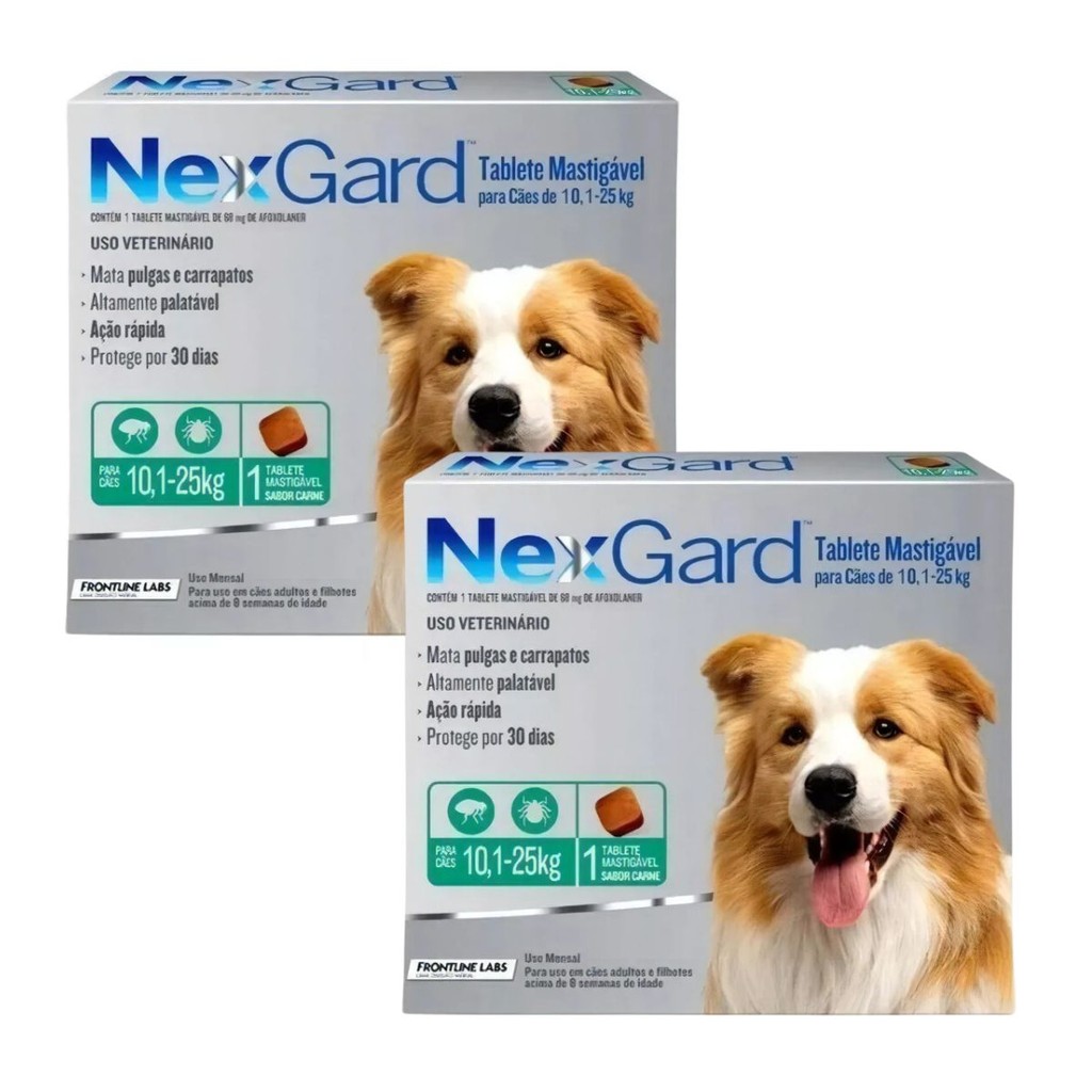 02 Antipulgas E Carrapatos Nexgard Cão 10 A 25kg Com 1 em Oferta na Shopee