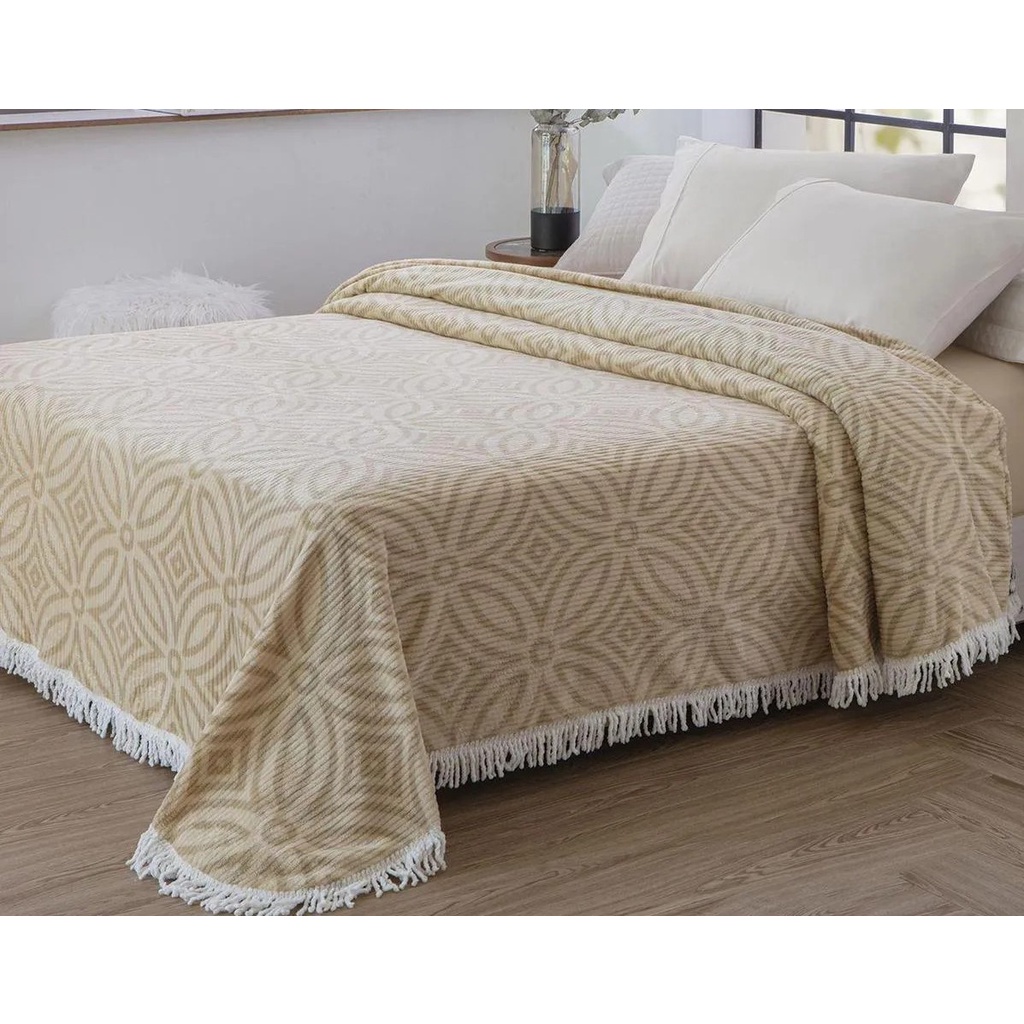 COLCHA CASAL CHENILLE 220X240 ISADORA BEGE JOLITEX