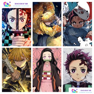 DOBUR | Pintura Diamante Kits De Pintura Com Diamante Anime Caçador De Demônios Redondo 5D DIY Para Decoração Pintura Diamante