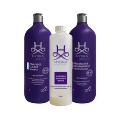 Kit Produtos Pet Hydra Groomers Shampoo Pelos Claros + Condicionador Brilho e Desembaraço + Frasco Diluidor