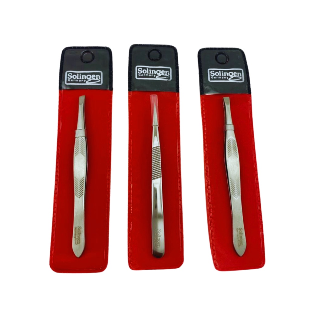 Kit 3 Pinças Solingen Para Designer De Sobrancelhas - Prata