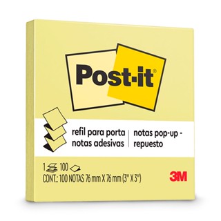 Bloco de notas adesivas Post-it refil amarelo 76x76mm 100 folhas 3M