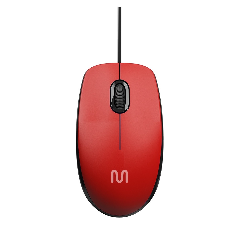 Mouse Com Fio MF400 Clique Silencioso Conexão USB 1200dpi Cabo de 180cm 3 Botões Vermelho Multi - MO390