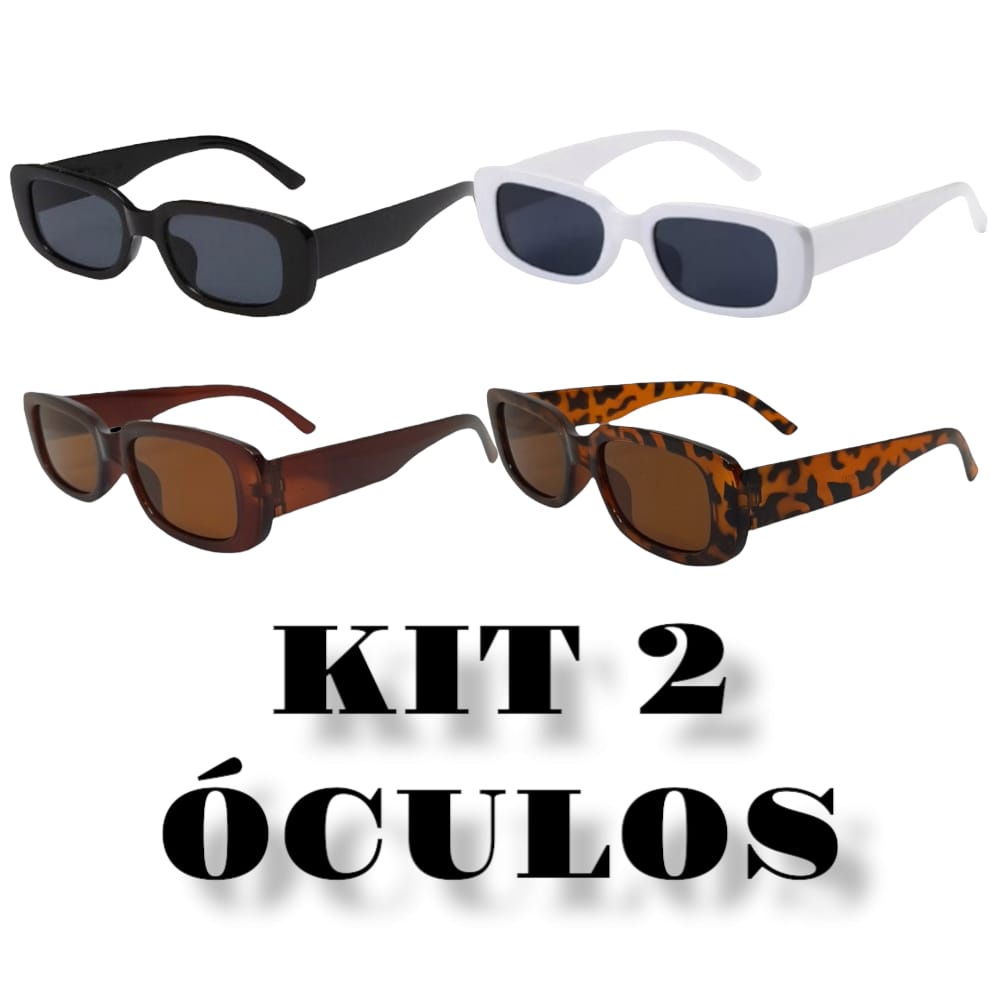 Kit 2 Óculos Adulto Retrô Vintage Retangular Uv400 Escolha o Seu Pronta Entrega em Oferta na Shopee