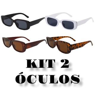 Kit 2 Óculos Retrô Vintage Retangular Uv400 Escolha o Seu Pronta Entrega em Oferta na Shopee