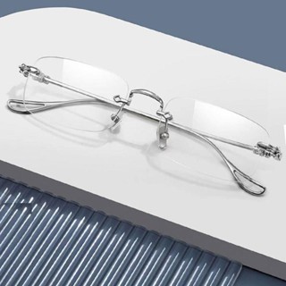 Novos Óculos de Borda com Corte Diamantado High-End Rimless Anti-Blue Light Ultra-Light Smart Zoom HD Anti-Ra