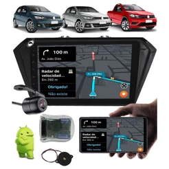 Multimídia 2 Din 9" Polegadas Android Gol Voyage Saveiro G7 G8 2017 Em Diante Câmera de Ré Interface Comando de Volante