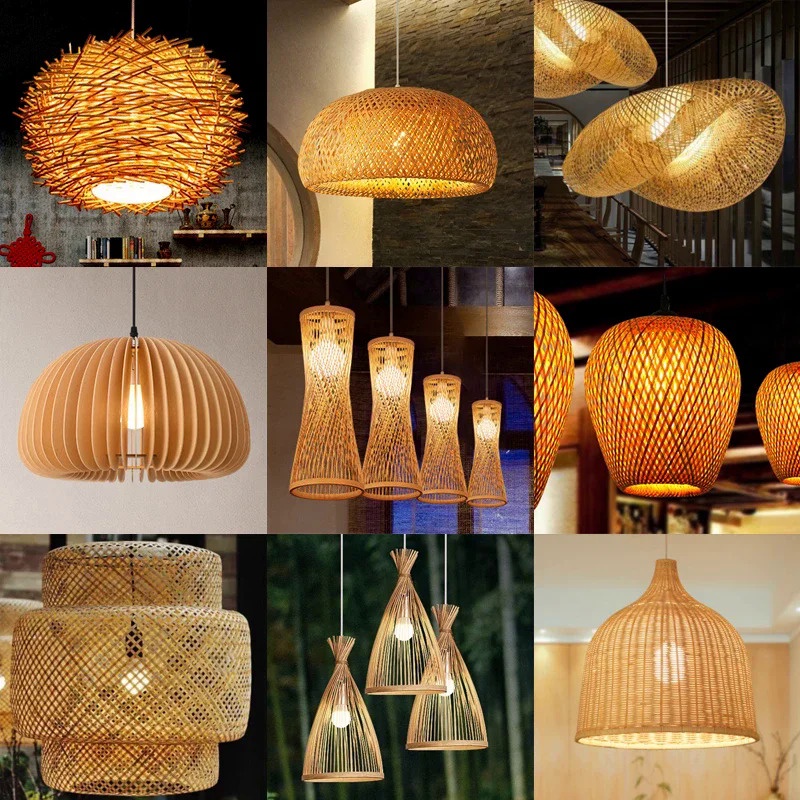 Clássico Bamboo Chandelier Chandelier Chandelier Pendurado Lâmpada, Teto, Handmade Rattan Pingente, Luminária, Tecelagem, Casa, Living, Cama, Decoração Do Quarto