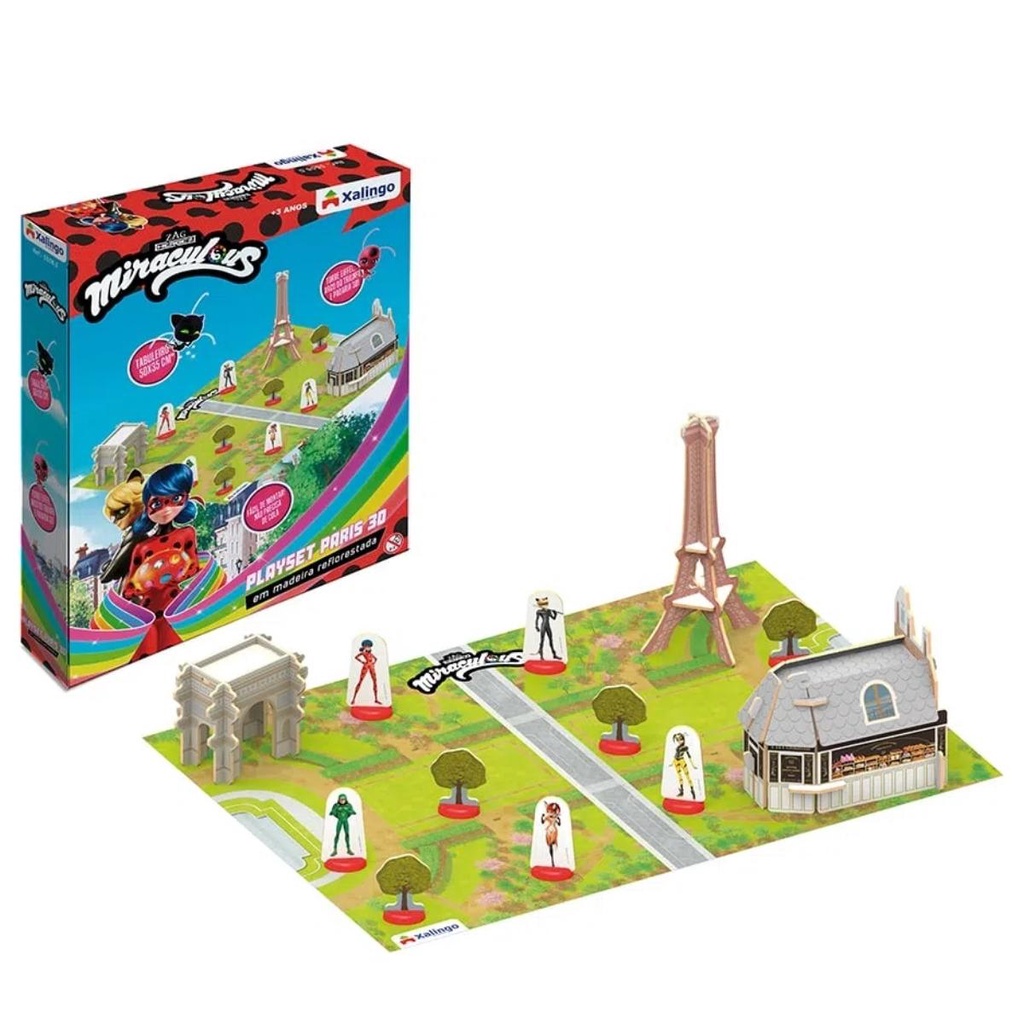 Playset 3D Paris Miraculous LadyBug Fácil de Montar Xalingo brinquedo Blocos de Montar Infantil
