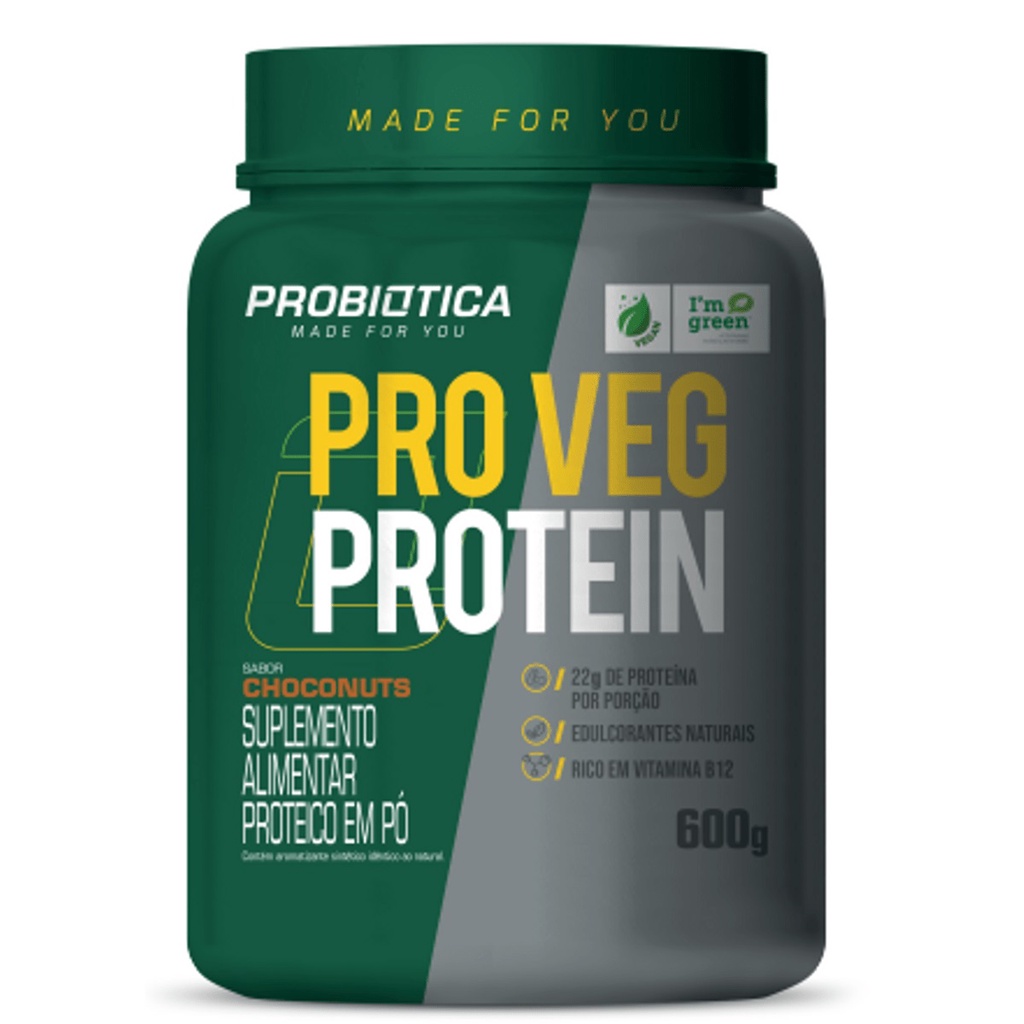 Whey Vegano Pro Veg Protein Pote 600g Sabor Choconuts Probiotica