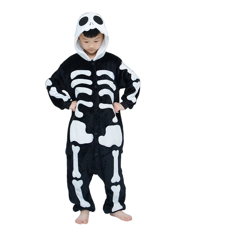 Caveira Esqueleto Infantil Pijama Unicórnio Kigurumi Macacão Fantasia