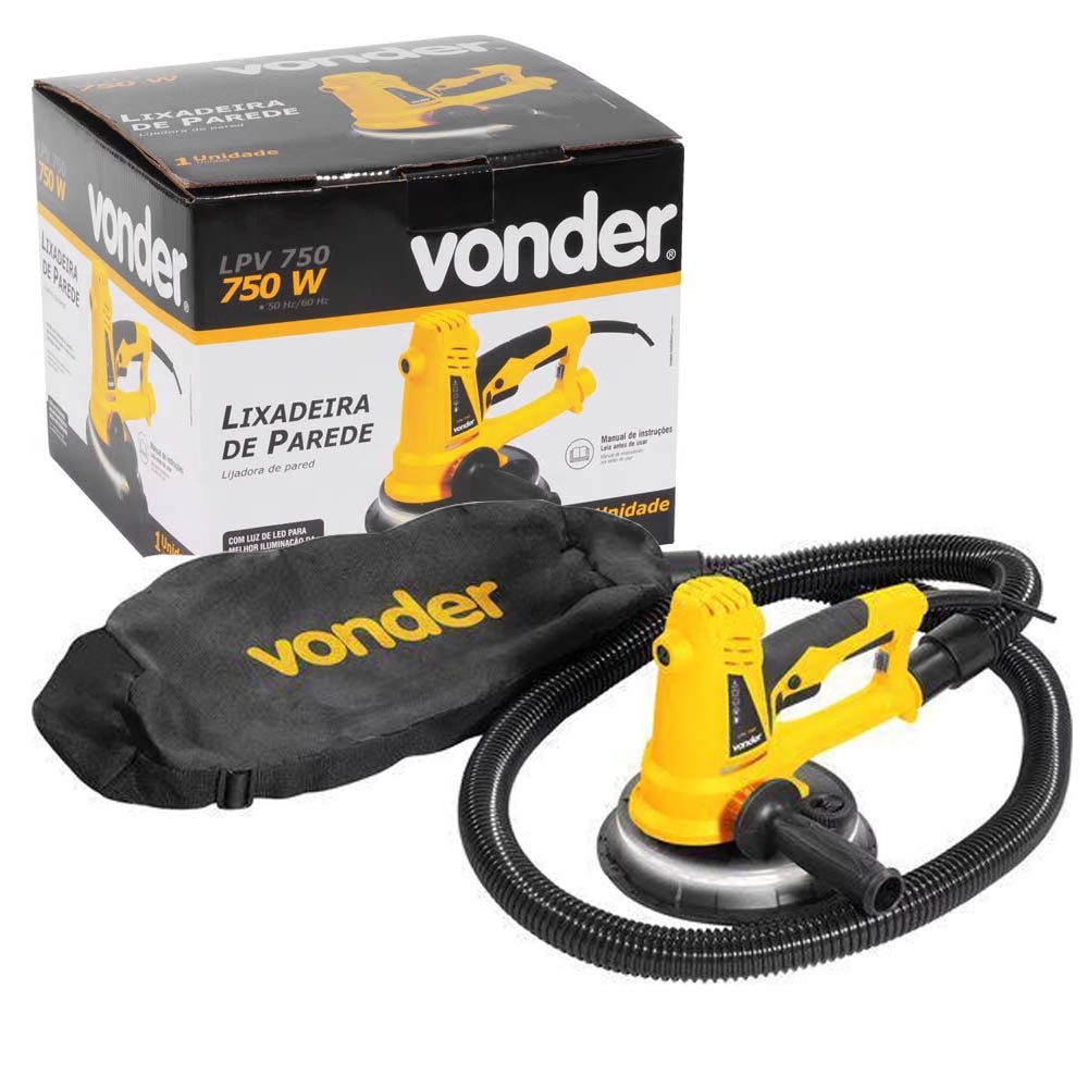 Lixadeira de Parede Vonder LPV 750 Amarela 750W 127V com Led