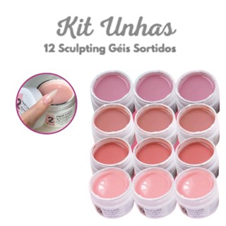 Kit 12 Gel de Modelagem para Unhas Sculpting Gel Sortidos de 15ml Real Love